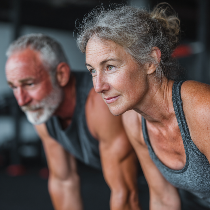 Літня жінка займається йогою